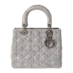 CHRISTIAN DIOR Lady Cannage Gray Calfskin Handbag